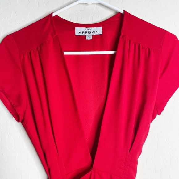 Two Arrows Felix Midi Wrap Dress Red - Picture 5 of 8